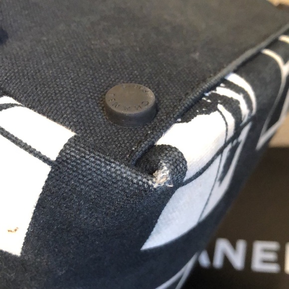 CHANEL Coco Canvas Window Tote Bag Black White Classic - Picture 13 of 15